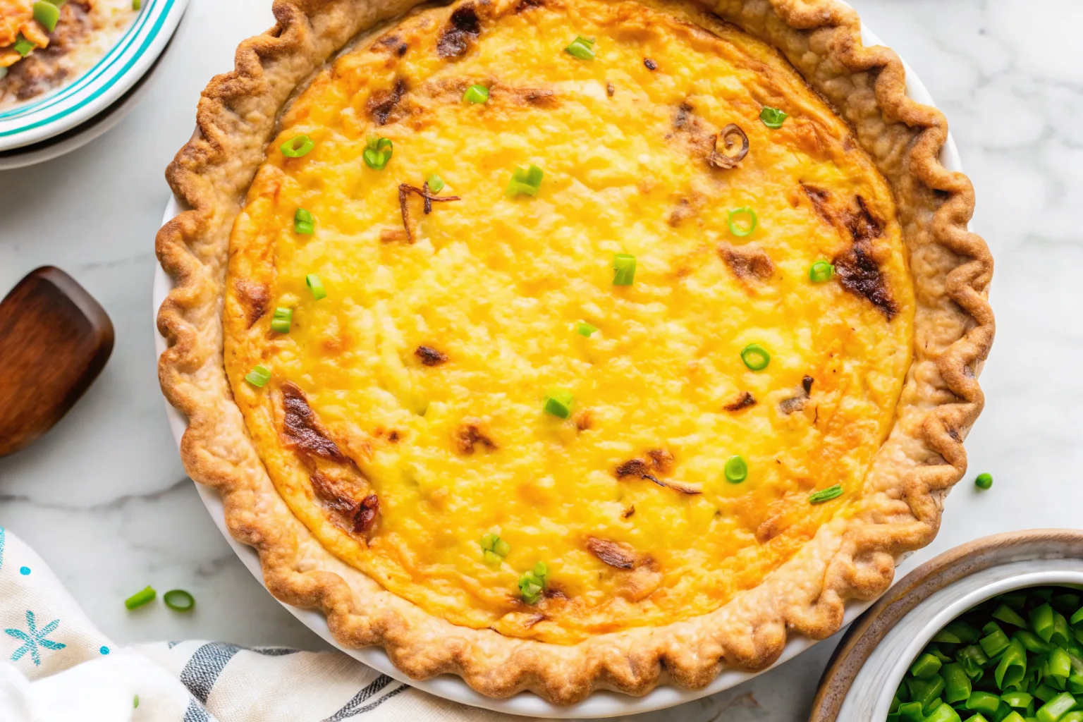 Home home Cottage cheese quiche baked in golden crust